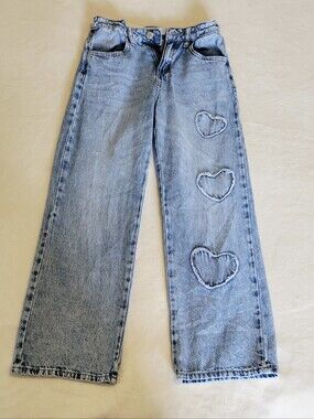 Girls Light Blue Denim Jeans with Heart Patch